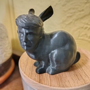 Black 3d Printed Plastic Trump Bunny Mini Figurine
